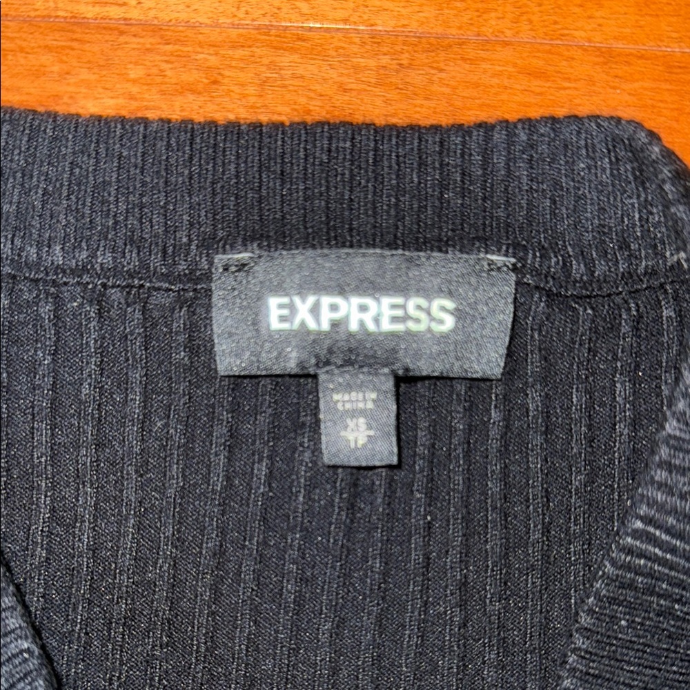 Express Black Ribbed Knit Top - Picture 2 of 2